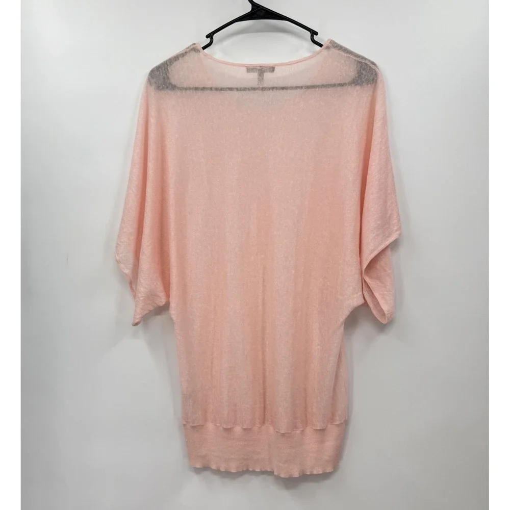 Eileen Fisher XS‎ Pink Linen Knit Top Dolman Sleeve Lightweight Sweater